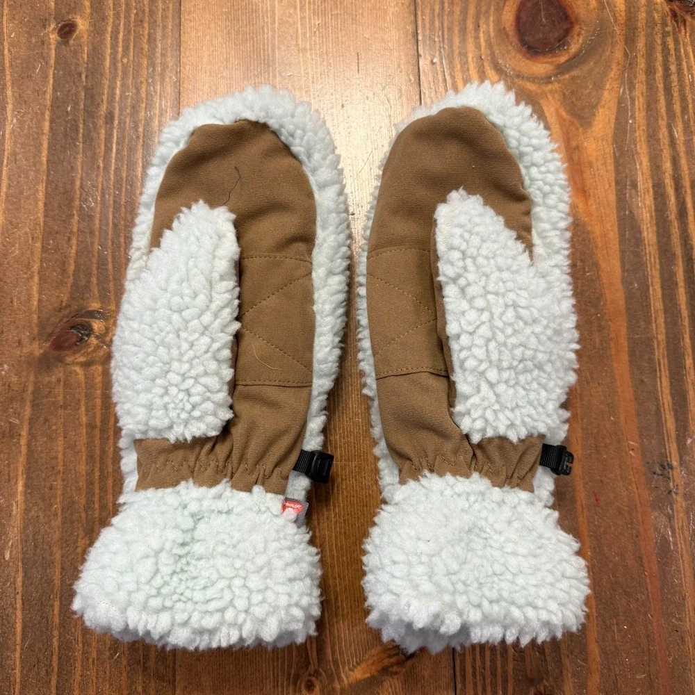 LL Bean Mountain Pile Fleece Mittens Womens Small Mint Green - Picture 2 of 3